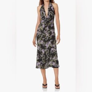Norma Kamali Lavender Floral Halter Dress